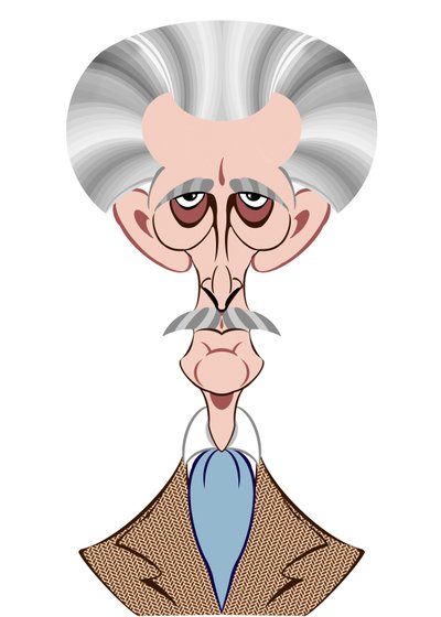 Peter Cushing as Doctor Who - caricature by Neale Osborne